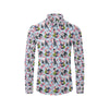 Panda Bear Flower Design Themed Print Men's Long Sleeve Shirt