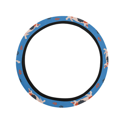 Basset Hound Pattern Print Design 02 Steering Wheel Cover with Elastic Edge
