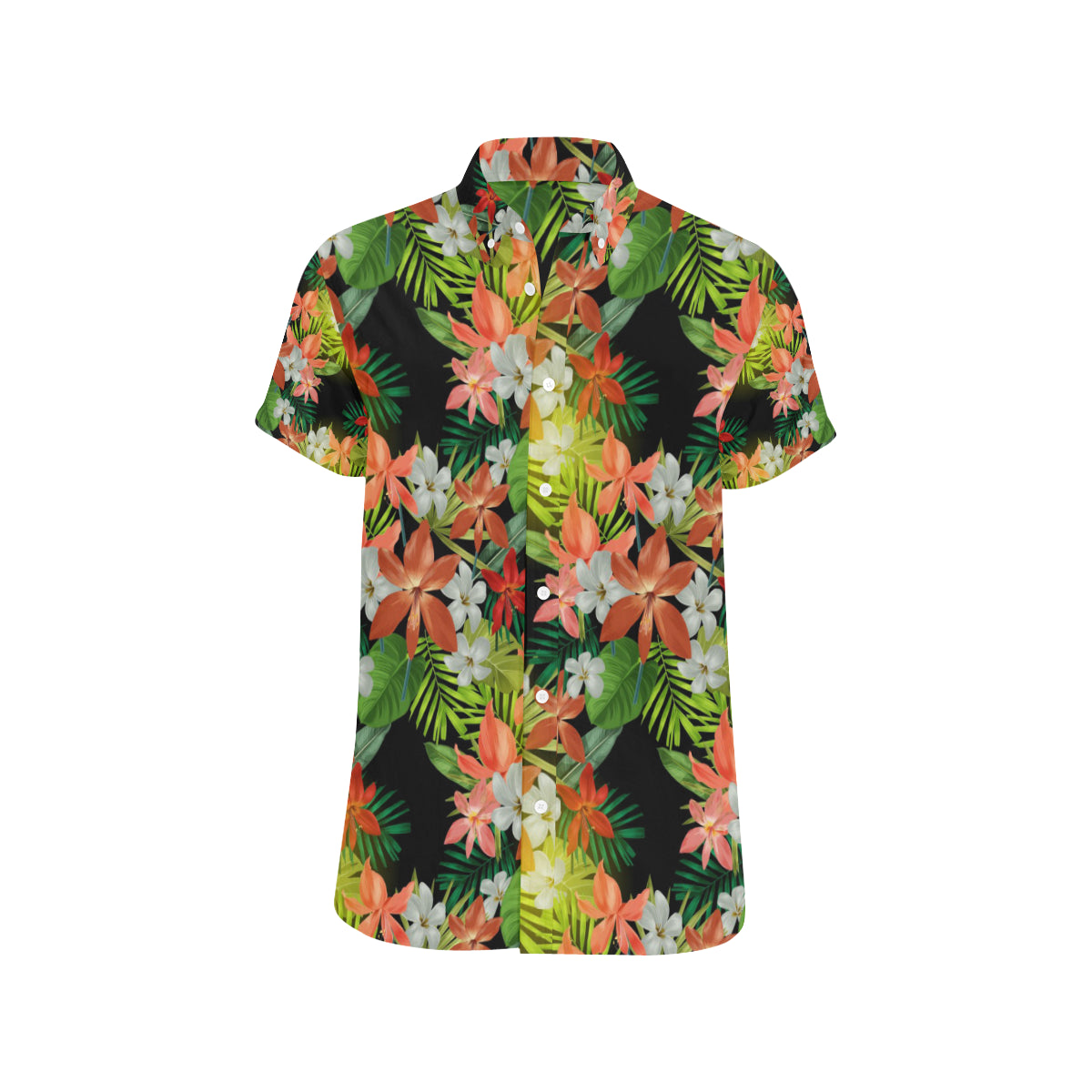 Amaryllis Pattern Print Design AL07 Men's Short Sleeve Button Up Shirt