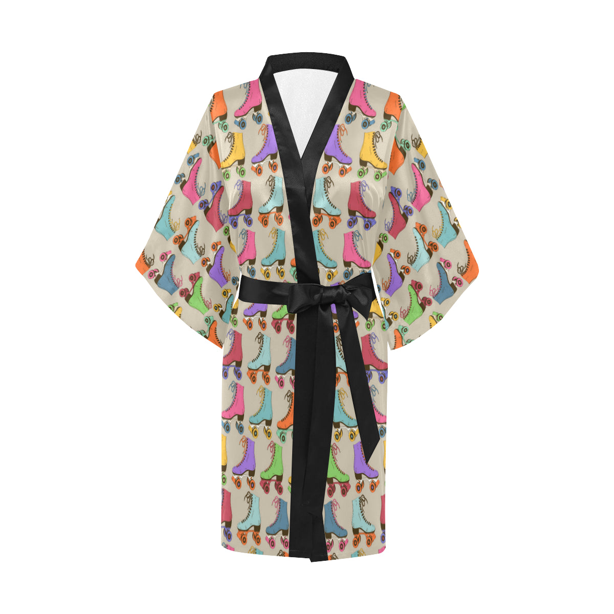 Roller skate Pattern Print Design A01 Women's Short Kimono