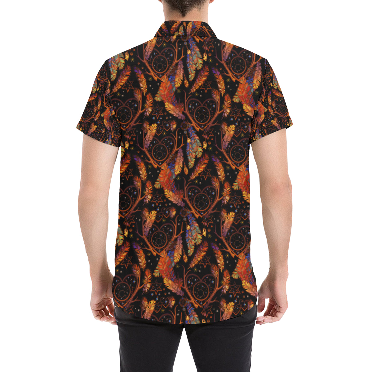 Dream Catcher Native American Design Men's Short Sleeve Button Up Shirt