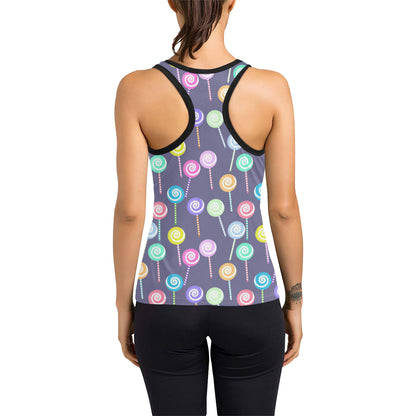 Lollipop Pattern Print Design LL03 Women's Racerback Tank Top