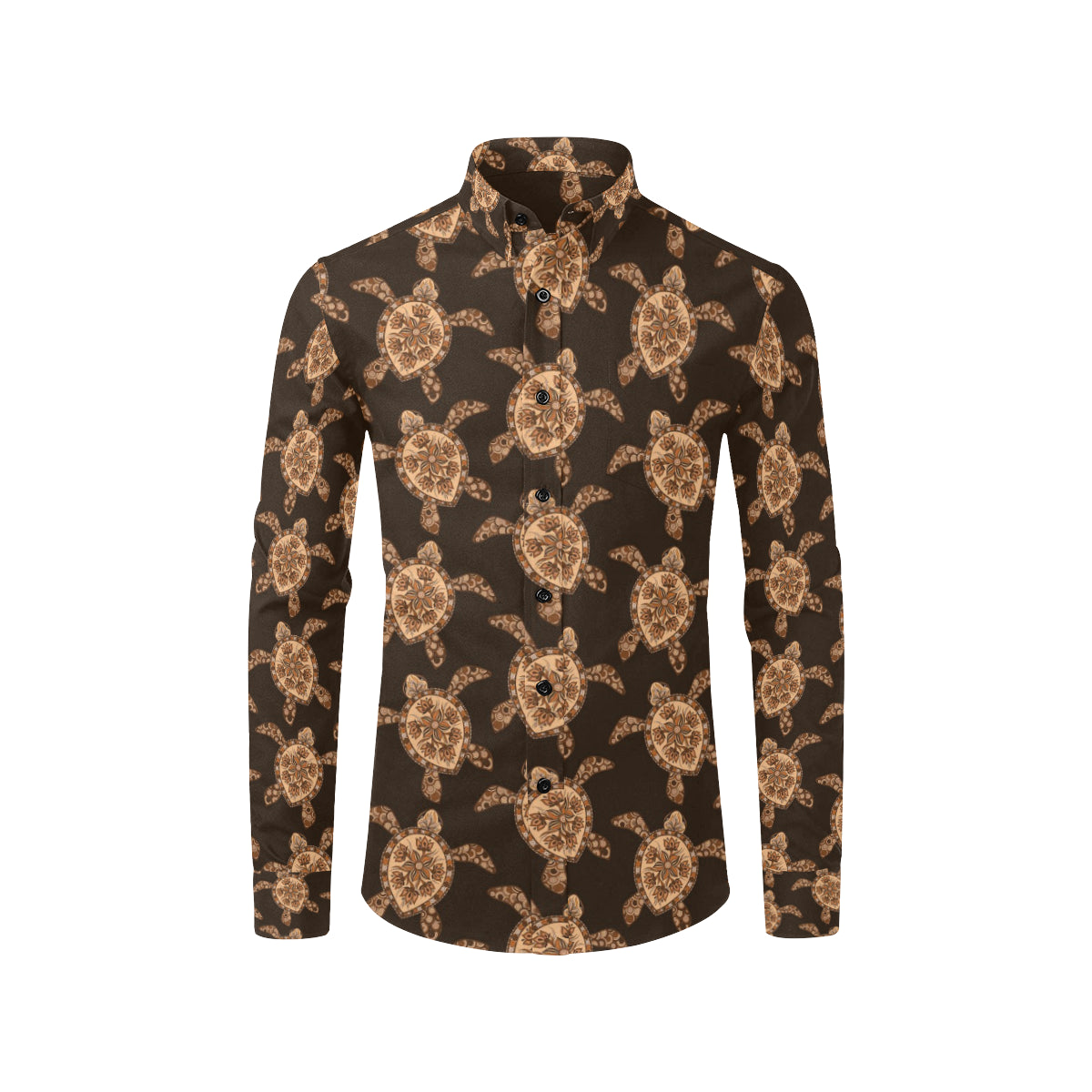 Tribal Sea Turtle Pattern Print Design T09 Men's Long Sleeve Shirt