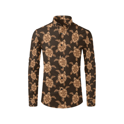 Tribal Sea Turtle Pattern Print Design T09 Men's Long Sleeve Shirt
