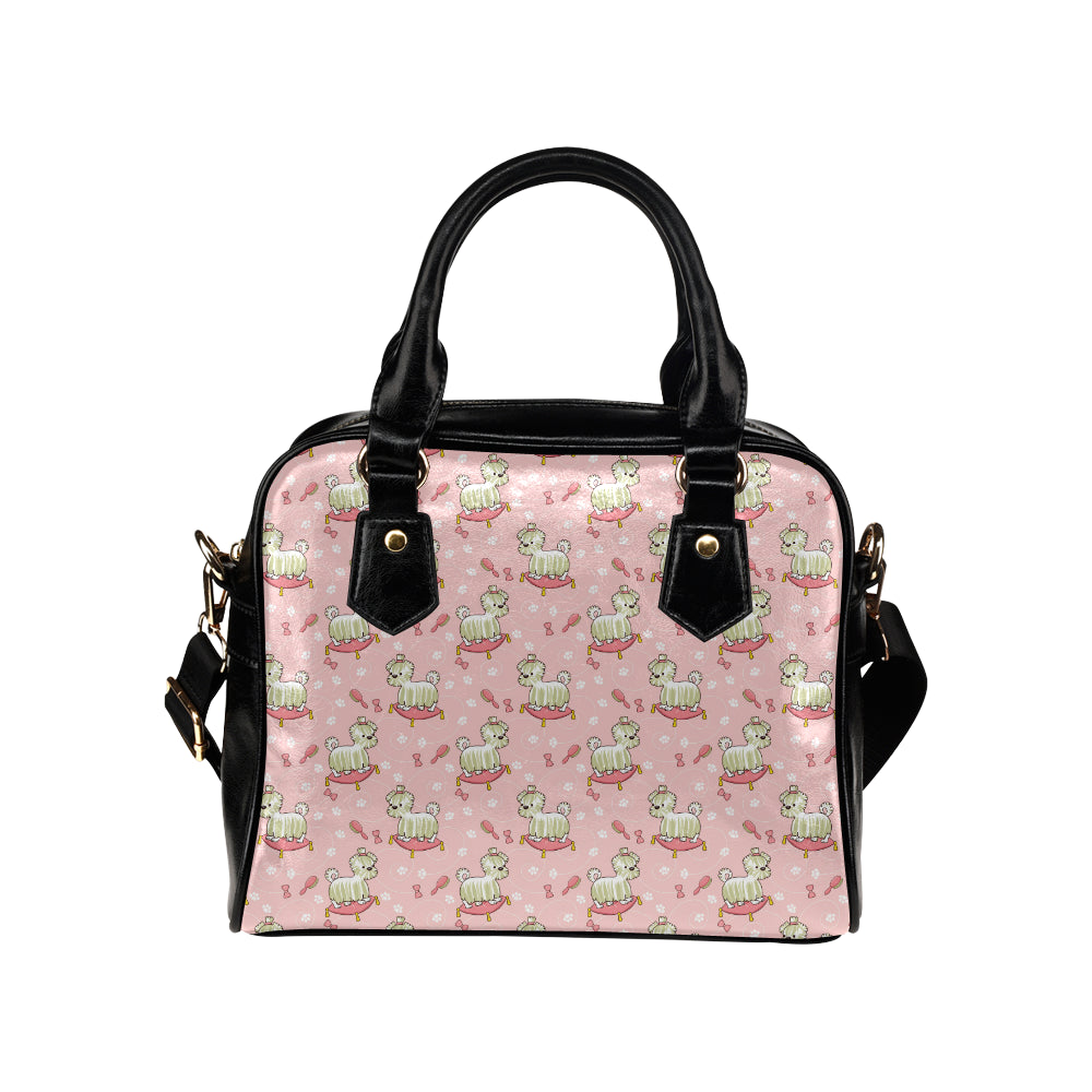 Bichons Frise Pattern Print Design 01 Shoulder Handbag