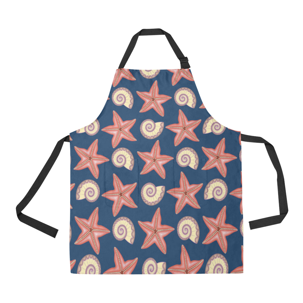 Starfish Pattern Print Design 03 Apron with Pocket