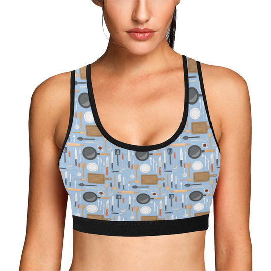 Cooking Kitchen Tools Pattern Print Design 02 Sports Bra