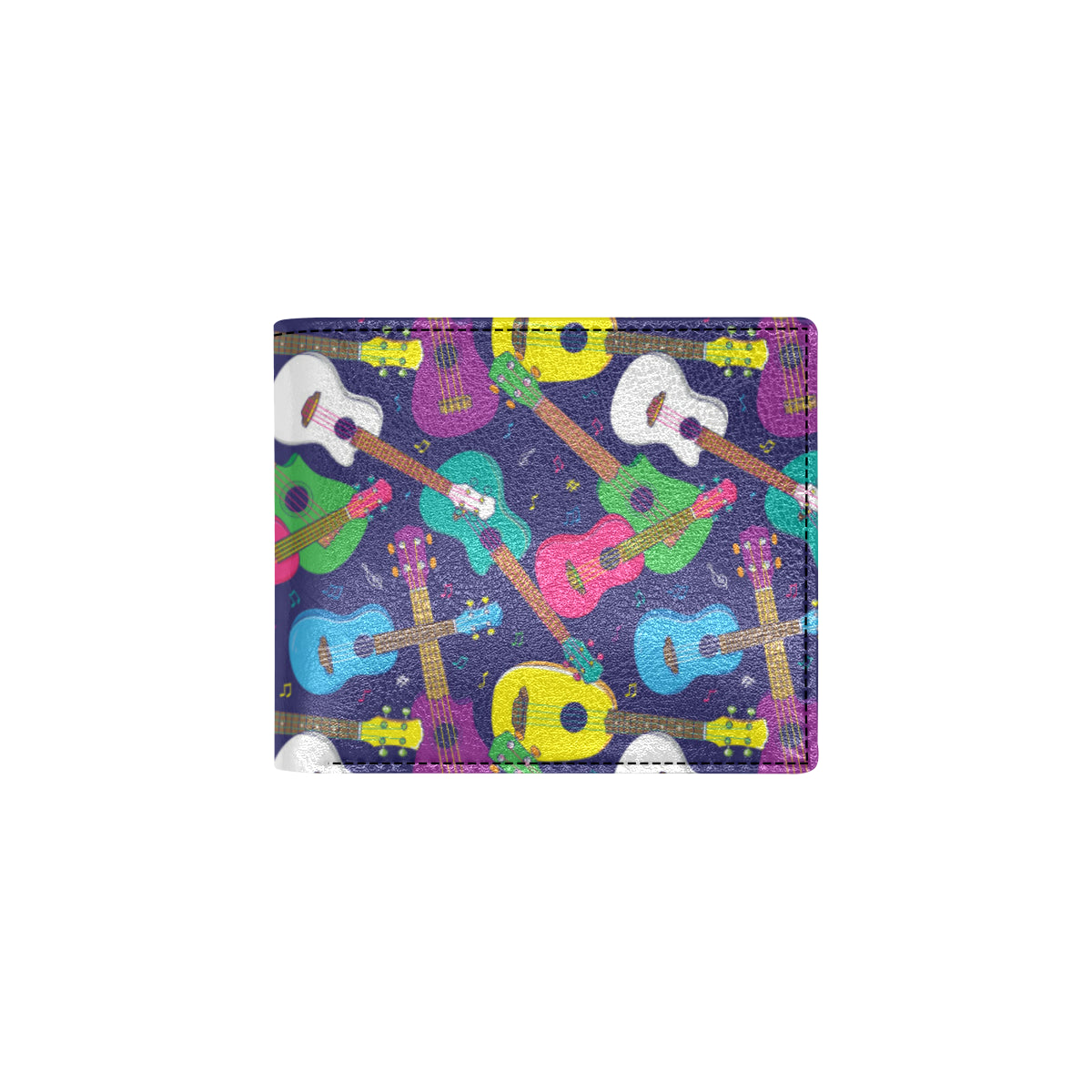 Ukulele Pattern Print Design 02 Men's ID Card Wallet