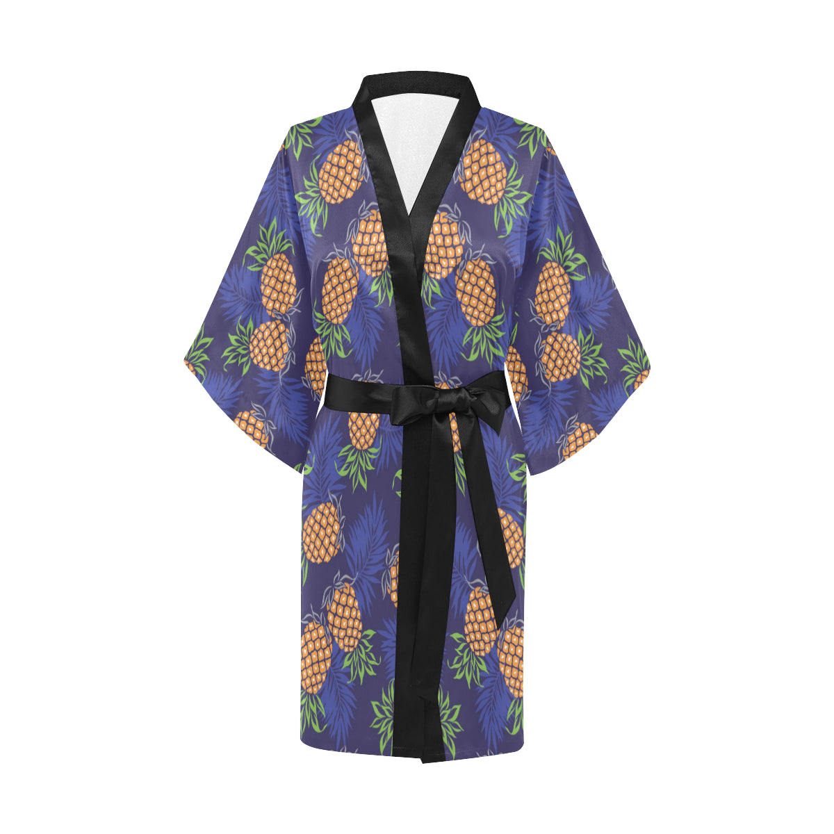 Pineapple Pattern Print Design PP02 Women Kimono Robe