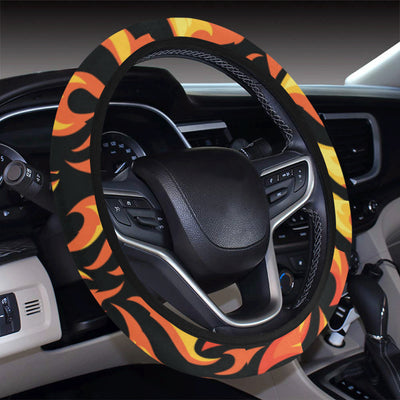 Flame Fire Design Pattern Steering Wheel Cover with Elastic Edge