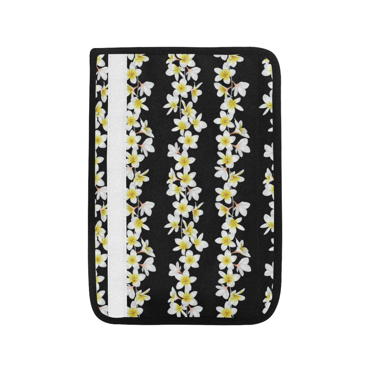 White Plumeria Pattern Print Design PM08 Car Seat Belt Cover