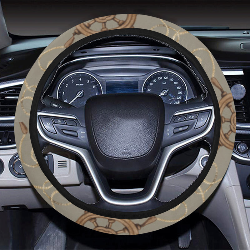 Nautical Pattern Print Design A02 Steering Wheel Cover with Elastic Edge