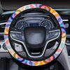 Peace Sign Patchwork Design Print Steering Wheel Cover with Elastic Edge
