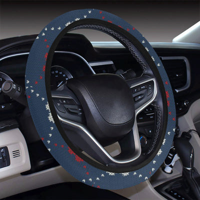 Heart Knit Pattern Print Design HE05 Steering Wheel Cover with Elastic Edge