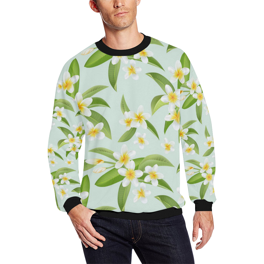 Yellow Plumeria Pattern Print Design PM024 Men Long Sleeve Sweatshirt