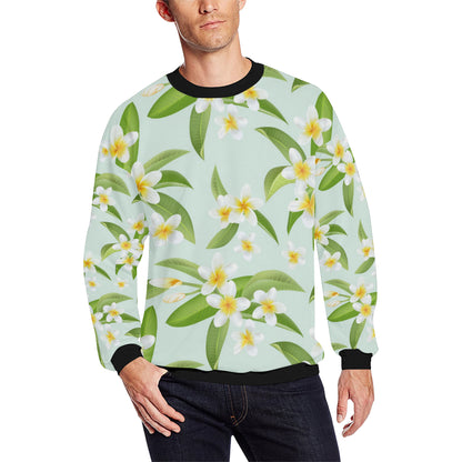 Yellow Plumeria Pattern Print Design PM024 Men Long Sleeve Sweatshirt