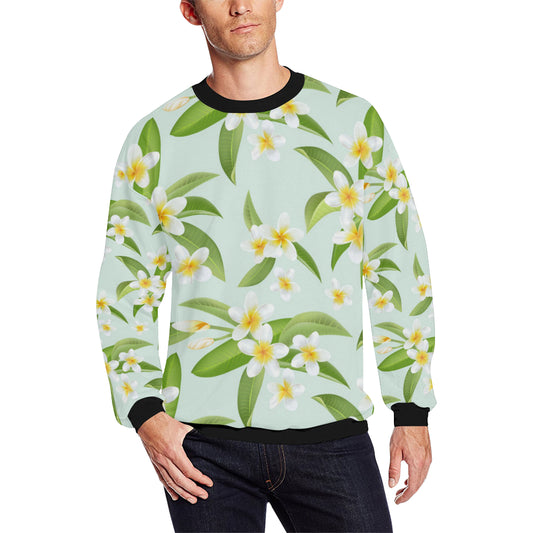 Yellow Plumeria Pattern Print Design PM024 Men Long Sleeve Sweatshirt