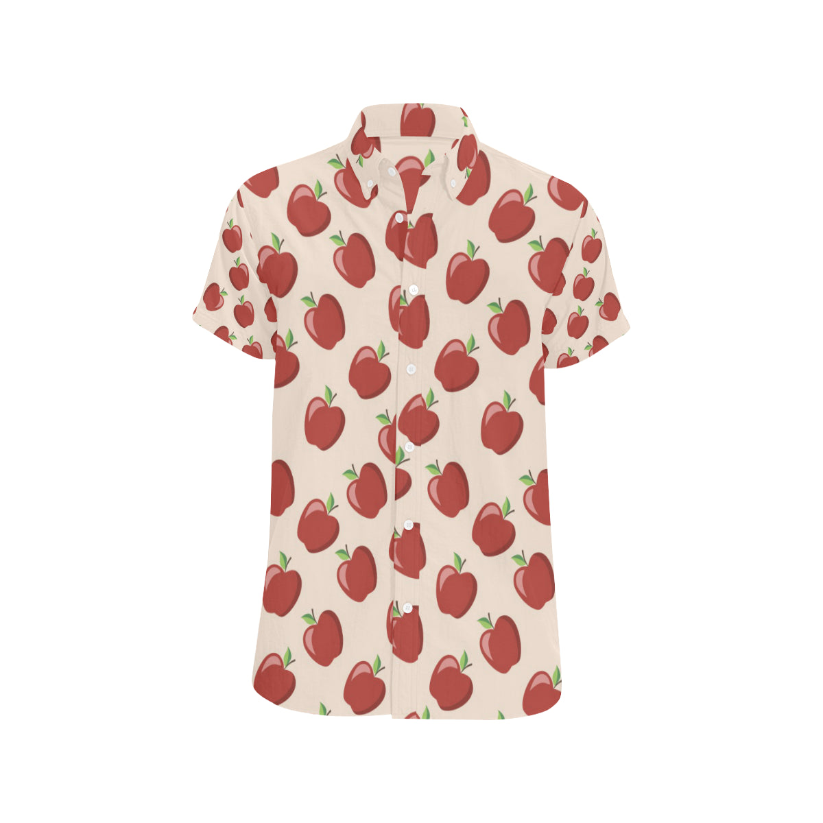 Apple Pattern Print Design AP01 Men's Short Sleeve Button Up Shirt