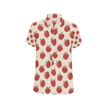 Apple Pattern Print Design AP01 Men's Short Sleeve Button Up Shirt