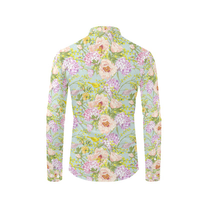 Hydrangea Pattern Print Design HD02 Men's Long Sleeve Shirt