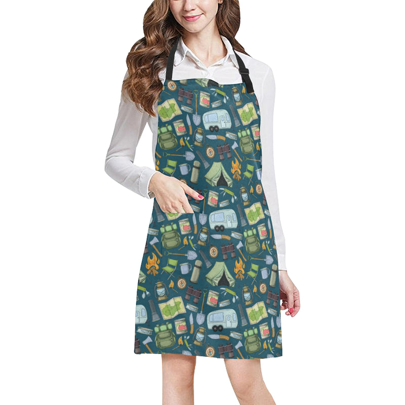 Camping Pattern Print Design 02 Apron with Pocket