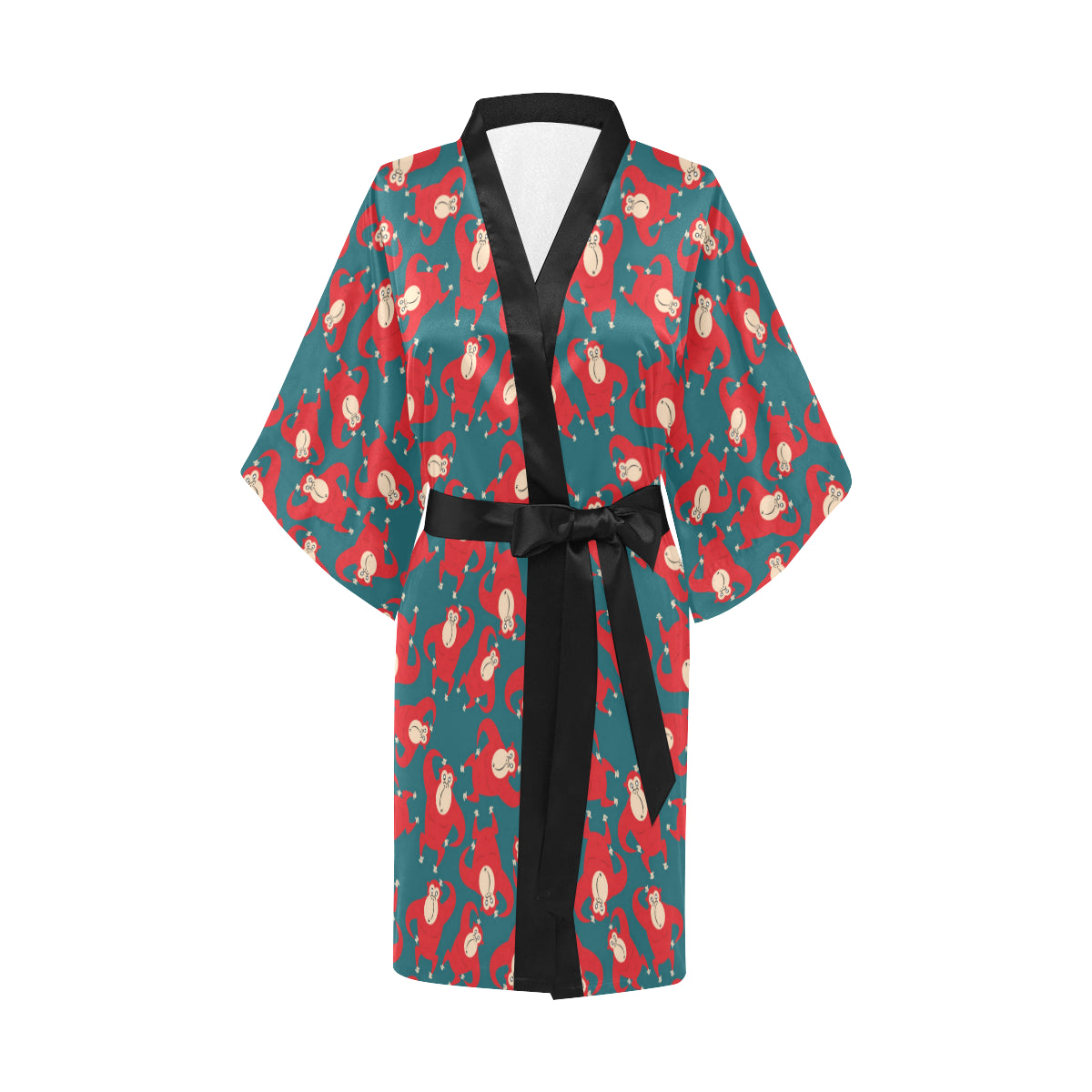 Chimpanzee Pattern Print Design 04 Women's Short Kimono