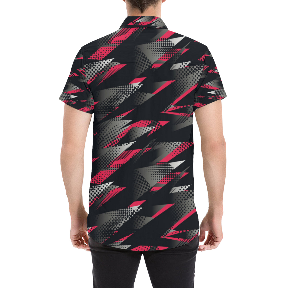 Racing Style Pattern Print Design A04 Men's Short Sleeve Button Up Shirt
