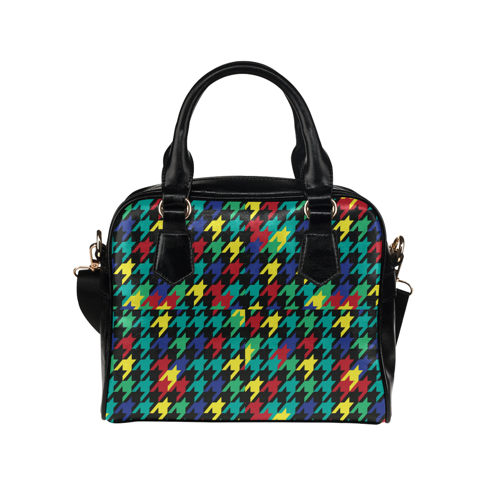 Houndstooth Colorful Pattern Print Design 02 Shoulder Handbag