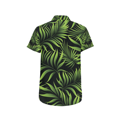 Palm Leaves Pattern Print Design PL07 Men's Short Sleeve Button Up Shirt