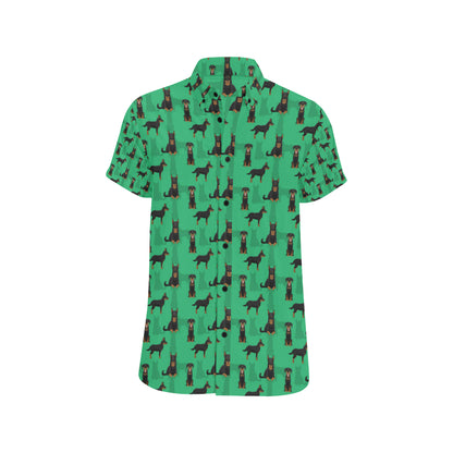 Beauceron Pattern Print Design 01 Men's Short Sleeve Button Up Shirt