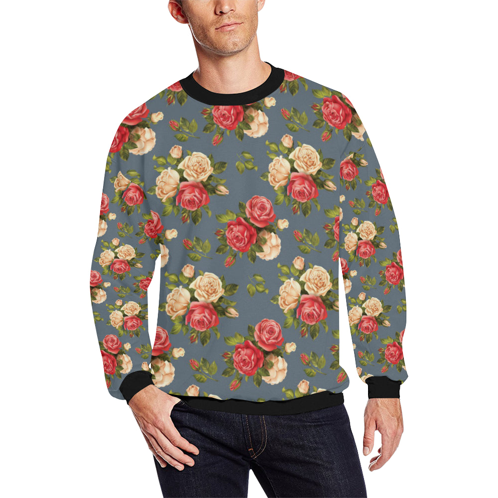 Rose Pattern Print Design RO017 Men Long Sleeve Sweatshirt
