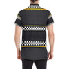 Checkered Flag Yellow Line Style Men's Short Sleeve Button Up Shirt