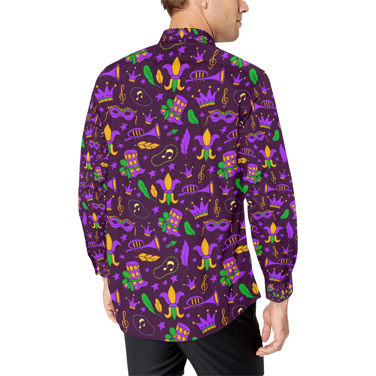 Mardi Gras Pattern Print Design 08 Men's Long Sleeve Shirt