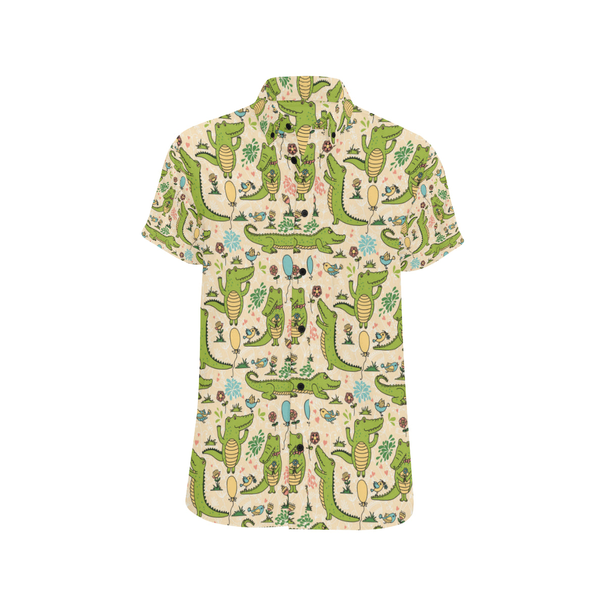 Alligator Pattern Print Design 01 Men's Short Sleeve Button Up Shirt