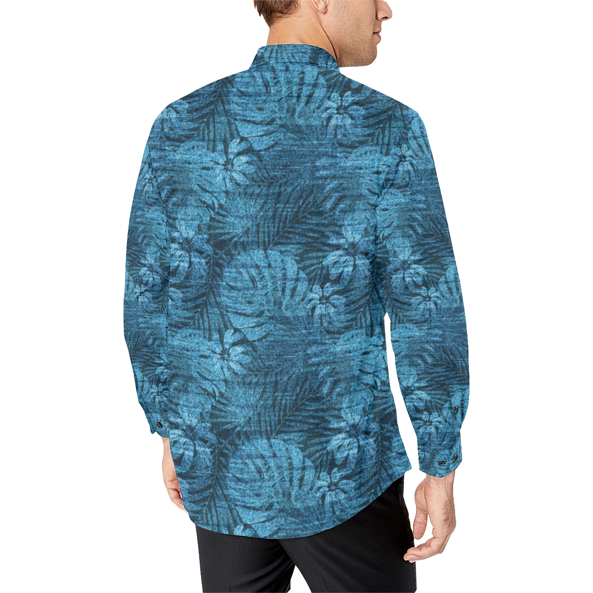 Jean Tropical Pattern Print Design 04 Men's Long Sleeve Shirt