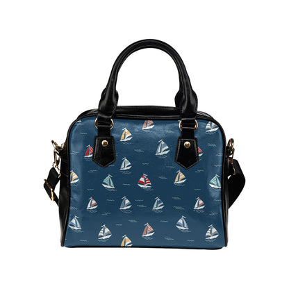 Sailing Ships Pattern Print Design A02 Shoulder Handbag