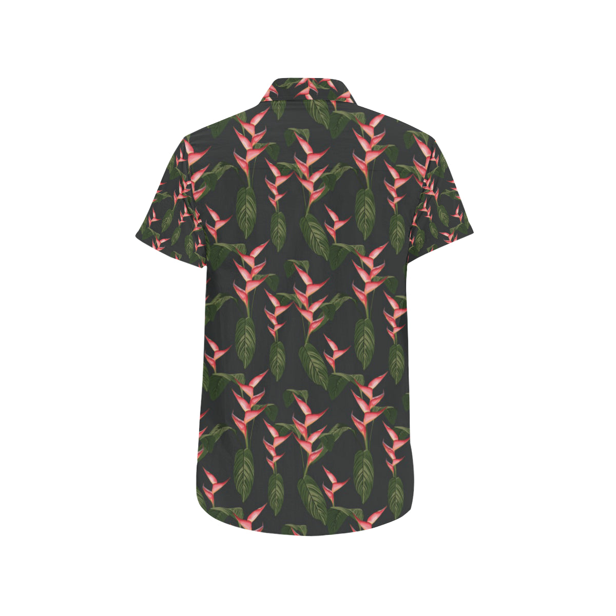 Heliconia Pattern Print Design HL07 Men's Short Sleeve Button Up Shirt