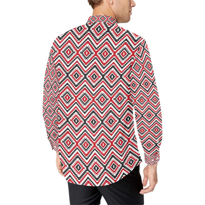 Native American Themed Tribal Print Men's Long Sleeve Shirt