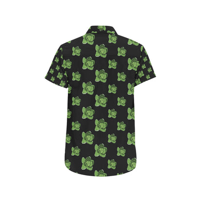 Cabbage Pattern Print Design 03 Men's Short Sleeve Button Up Shirt
