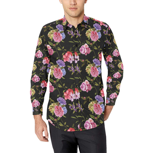Carnations Pattern Print Design CN05 Men's Long Sleeve Shirt