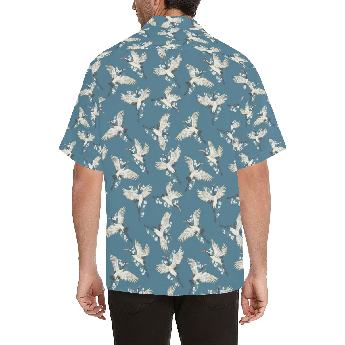 Crane Pattern Print Design 02 Men's Hawaiian Shirt