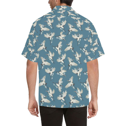 Crane Pattern Print Design 02 Men's Hawaiian Shirt