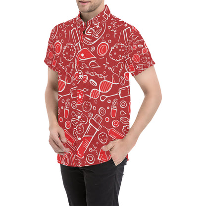 Phlebotomist Pattern Print Design A02 Men's Short Sleeve Button Up Shirt