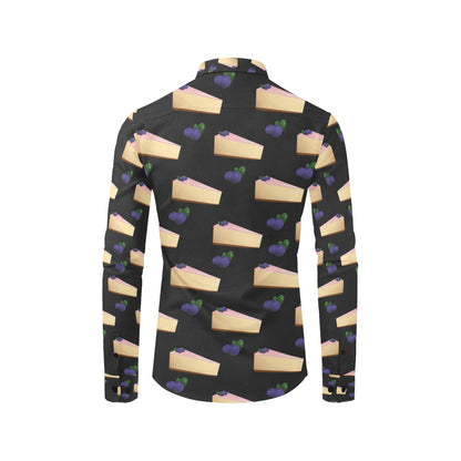 Cheesecake blueberry Pattern Print Design CK01 Men's Long Sleeve Shirt