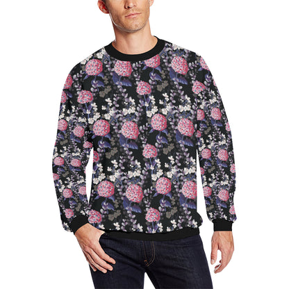 Hydrangea Pattern Print Design HD04 Men Long Sleeve Sweatshirt