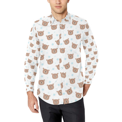 Bear Pattern Print Design BE02 Men's Long Sleeve Shirt