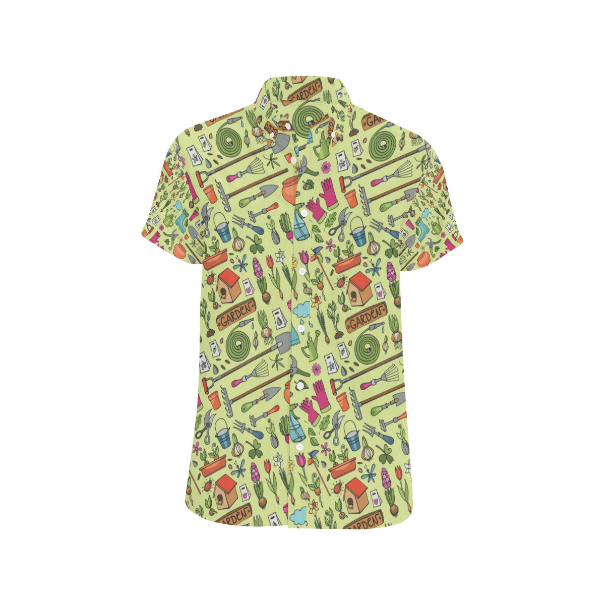 Gardening Pattern Print Design G02 Men's Short Sleeve Button Up Shirt