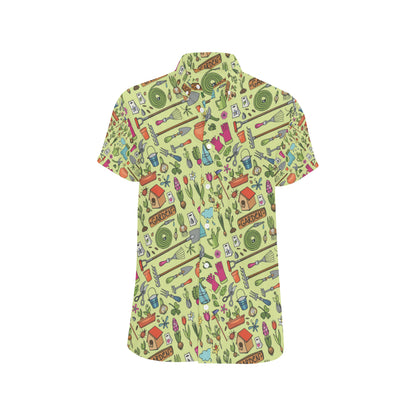 Gardening Pattern Print Design G02 Men's Short Sleeve Button Up Shirt