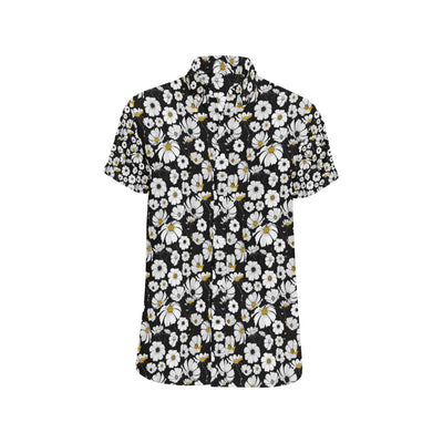 Daisy Pattern Print Design 02 Men's Short Sleeve Button Up Shirt