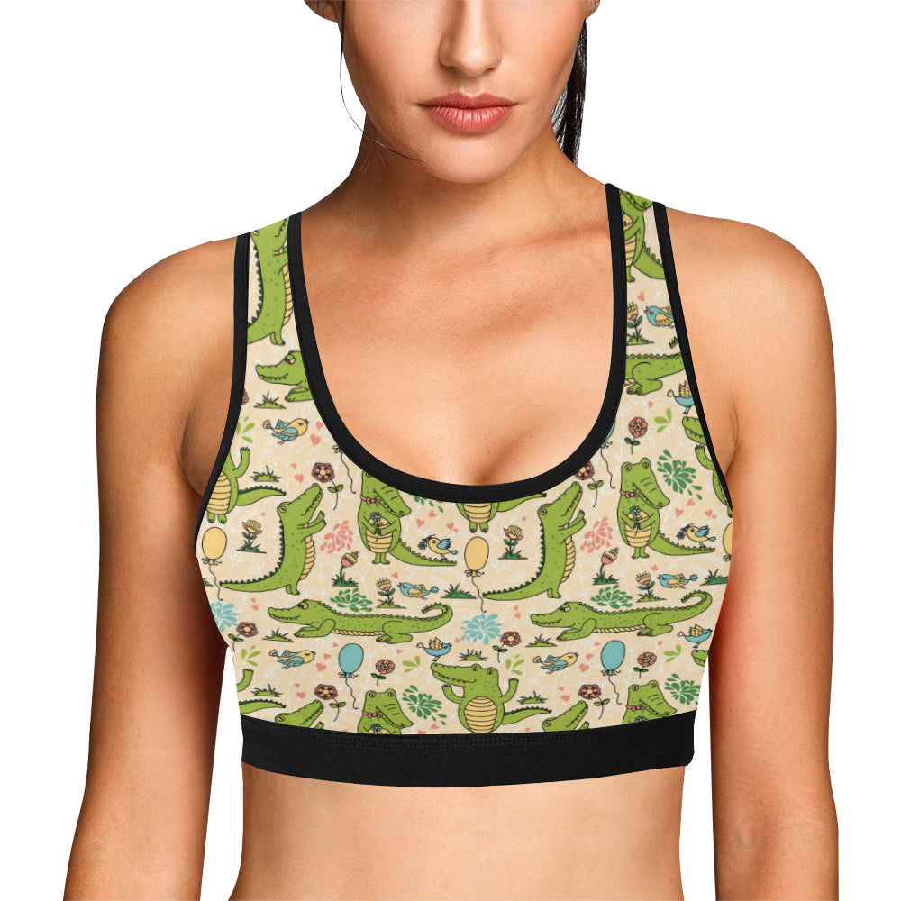 Alligator Pattern Print Design 01 Sports Bra